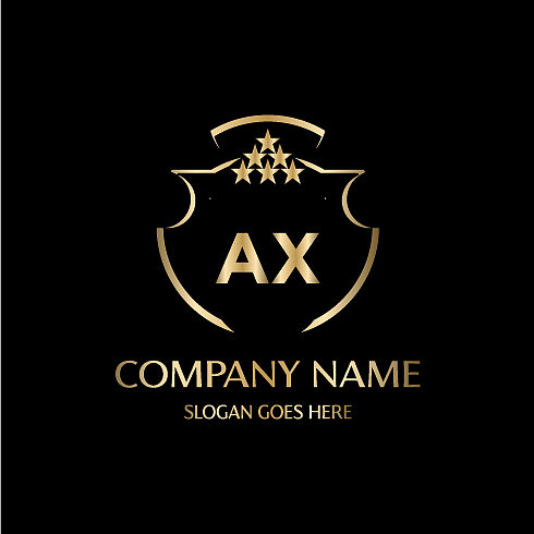 Ax字母首字母与皇家豪华标志模板图片下载