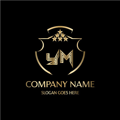 Ym字母首字母与皇家豪华标志模板图片下载