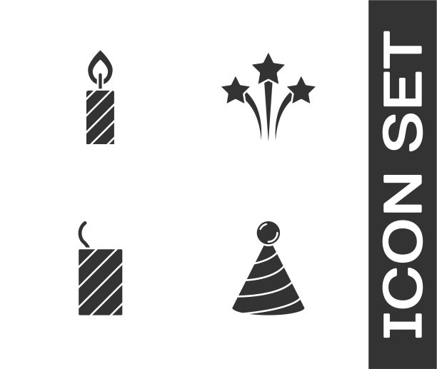 设派对帽生日蛋糕蜡烛烟花图片下载