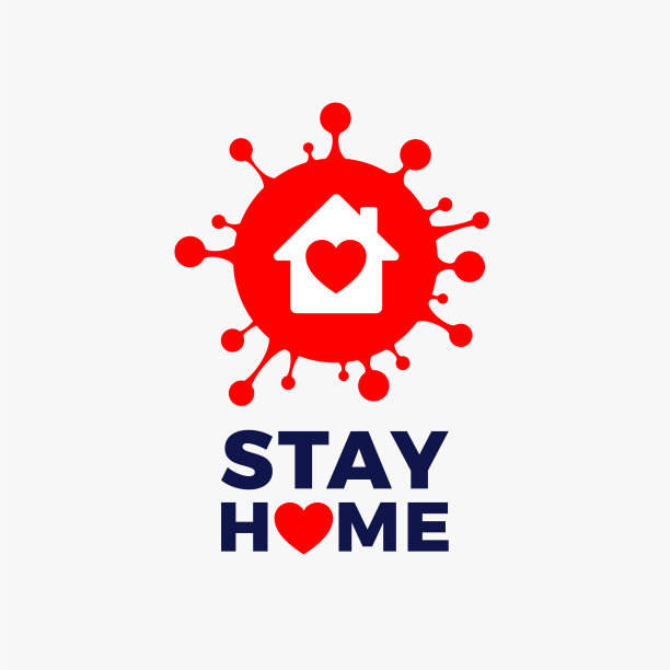 待在家里标志图标-红色冠状病毒19图片下载