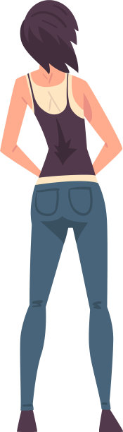 后视图苗条的黑发女孩年轻的女人图片下载