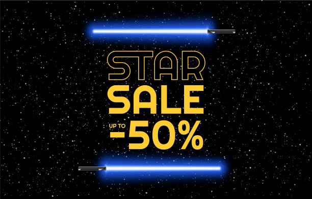 销售横幅黑色背景与星星-减图片下载