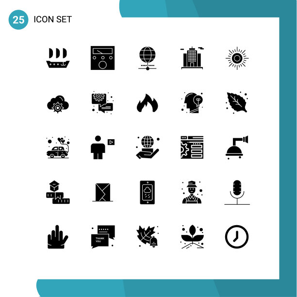 设置25个现代UI图标符号标志图片下载