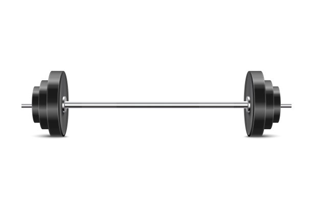 逼真的杠铃与黑色哑铃-健身房图片下载