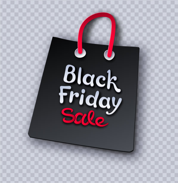 剪纸黑色星期五购物袋图片下载