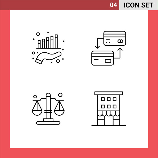 组4现代填充线平面颜色集图片下载