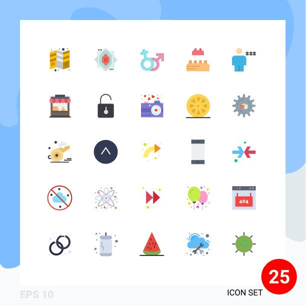 可编辑线包25个简单的平面颜色图片下载