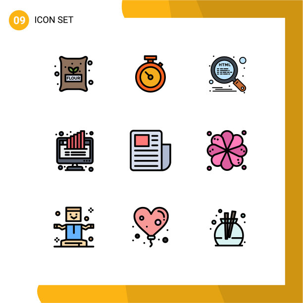 为卷筒纸设置9种通用填充线平面颜色图片下载