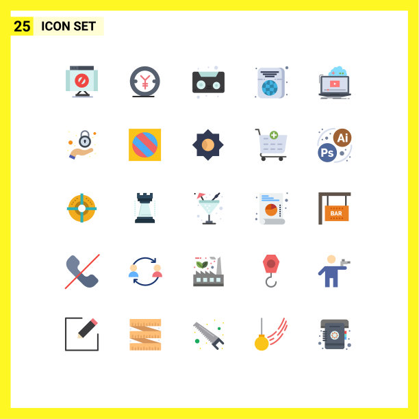 将25个单色标志和符号组合在一起图片下载