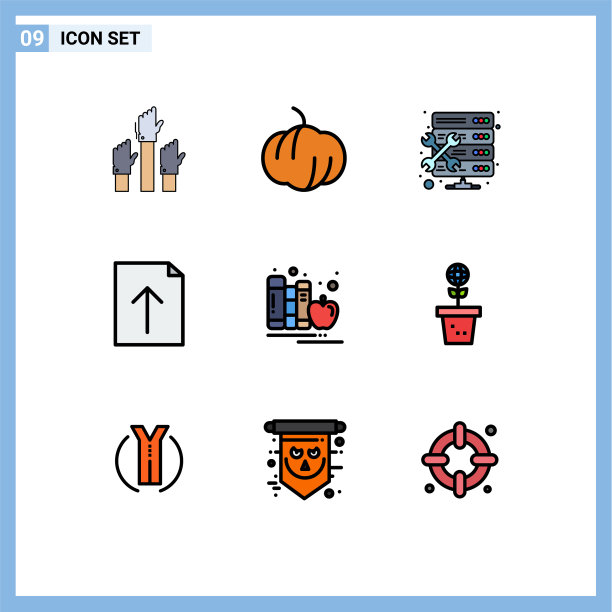 可编辑的线包9简单填充线平图片下载