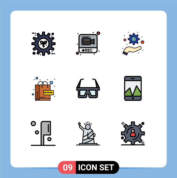 组9现代填充线平面颜色集图片下载