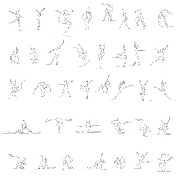 孤立画一条线的女孩体操图片下载