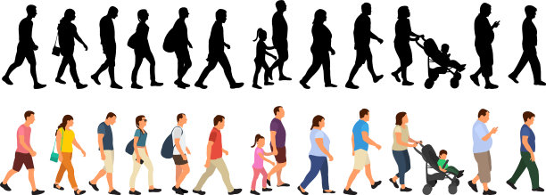 孤立集众，人走扁平化风格图片下载