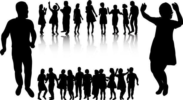 孤立的剪影人跳迪斯科图片下载