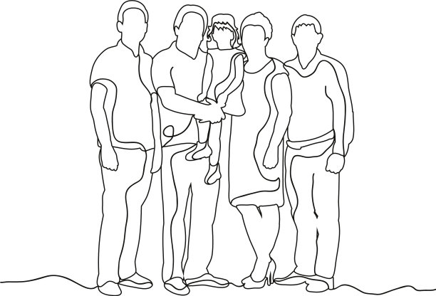 幸福家庭素描勾勒线条图片下载