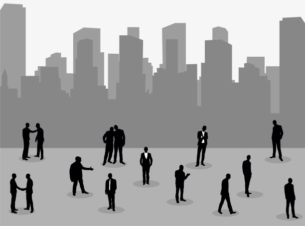 城市背景上孤立的剪影人物图片下载