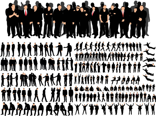 孤立了一群剪影男图片下载