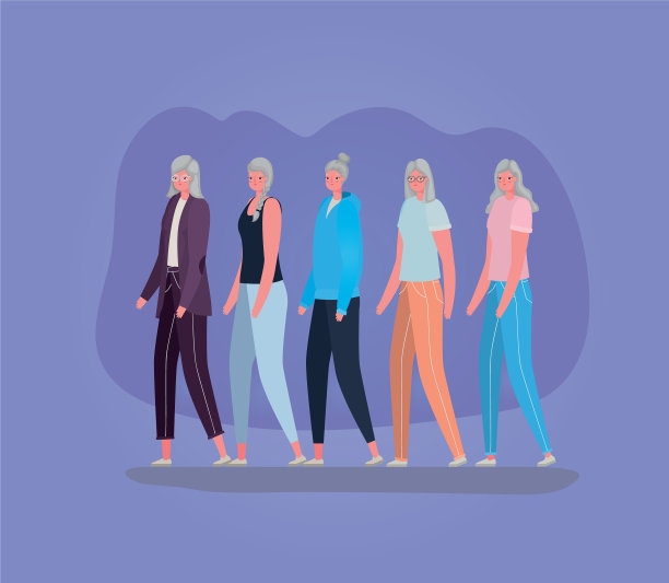 紫色背景上的高级女性卡通图片下载