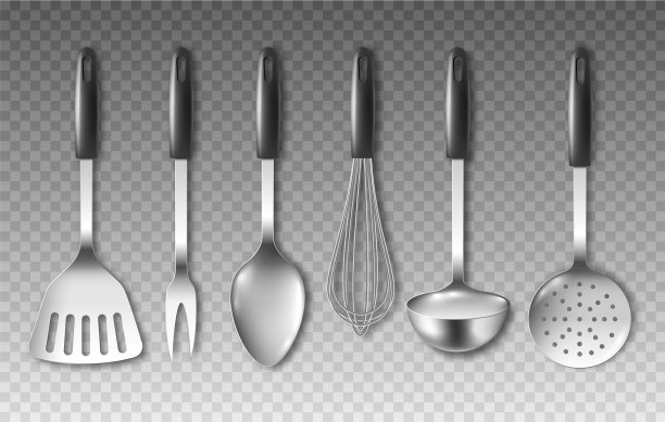 厨房用具，烹饪用的开槽勺图片下载