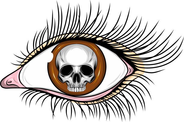 逼真的人类眼睛和白天死去的头骨图片下载
