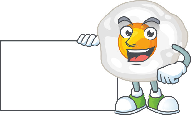 有趣的煎蛋设计在白板上竖起大拇指图片下载