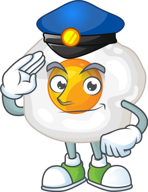 一个卡通煎蛋打扮成警察的样子图片下载