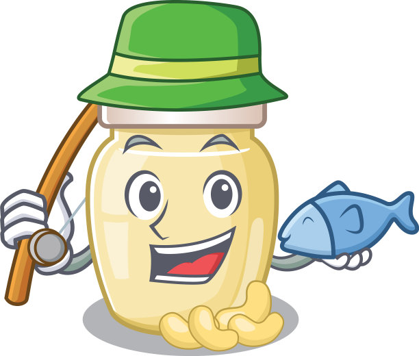 一幅快乐钓鱼的腰果奶油图案图片下载