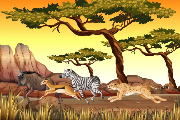 自然界中奔跑的野生动物图片下载