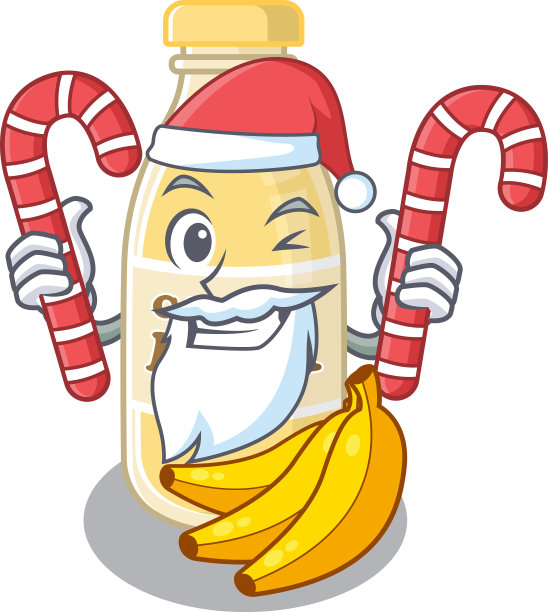 穿着腰果牛奶的圣诞老人卡通人物图片下载