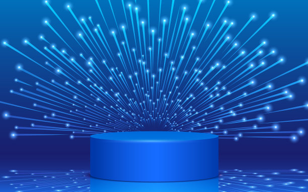 蓝色的讲台和录音室的蓝色灯光图片下载