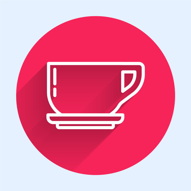 白线咖啡杯图标与长隔离图片下载