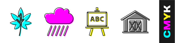 立叶或叶云与雨黑板图片下载