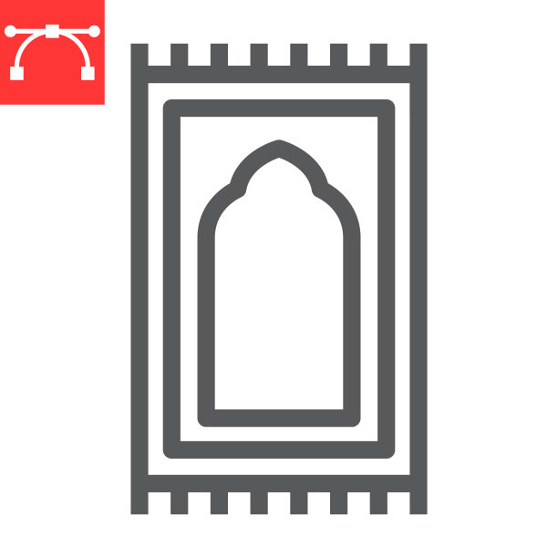 祈祷地毯线图标，斋月快乐和宗教，祈祷地毯矢量图标，矢量图形，可编辑的描边轮廓符号，eps 10。图片下载