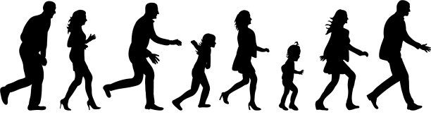 孤立的剪影一个行走的人群图片下载