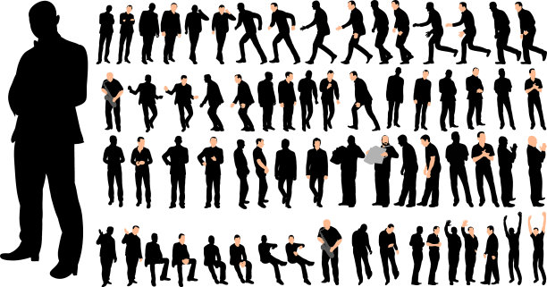 孤立一组男人一组剪影图片下载