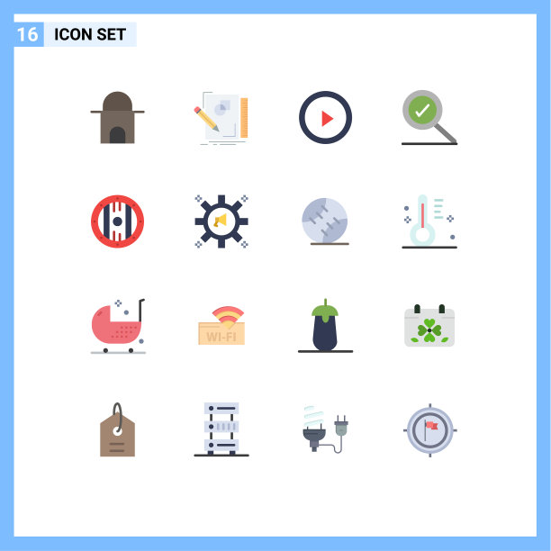 为盾牌设置16个商业平面颜色包图片下载