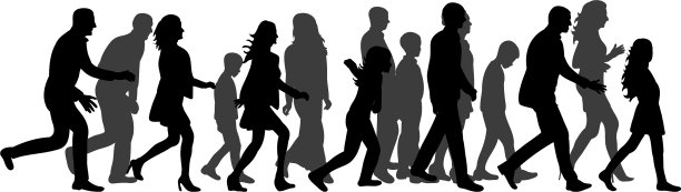 剪影一个行走的人群图片下载