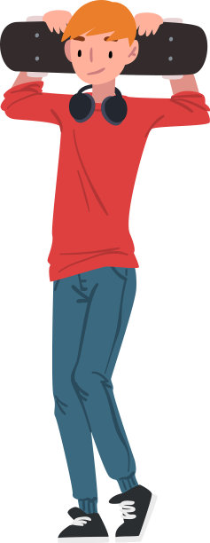 微笑的少年站着，抱着图片下载