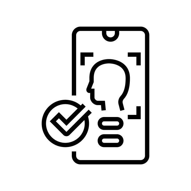 智能手机解锁与脸id线图标矢量插图图片下载