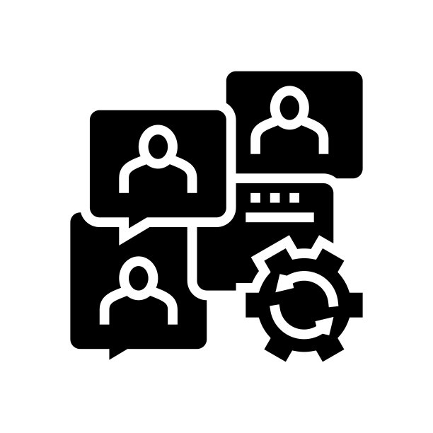 沟通优化字形图标矢量插图图片下载