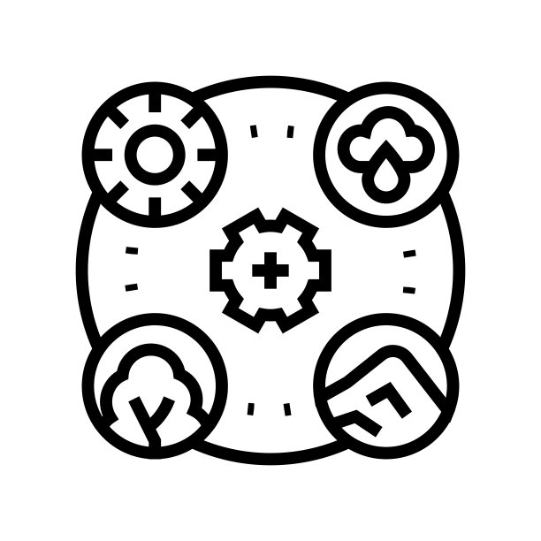 行星生态系统线图标矢量插图图片下载