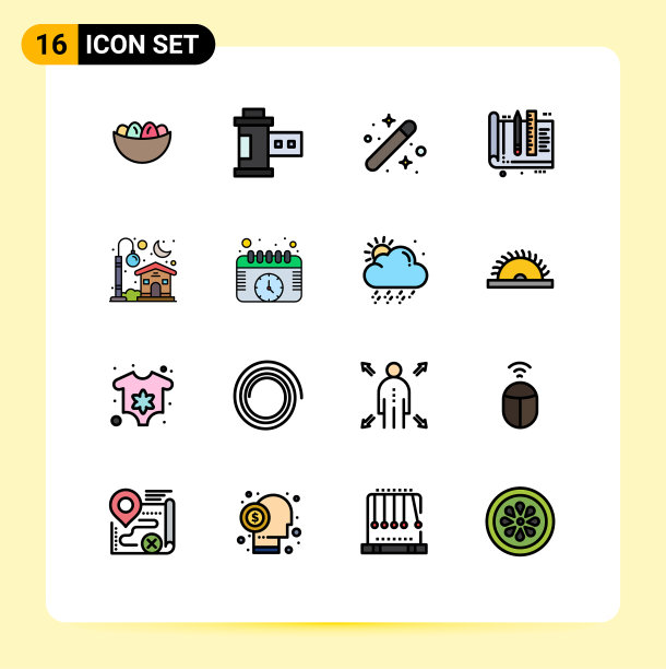 可编辑线包16简单的平面颜色填充图片下载