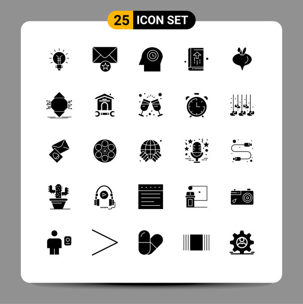 25固体字形概念的网站移动和图片下载