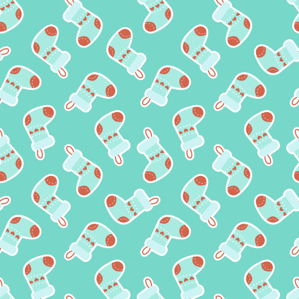 圣诞和新年无缝模式。圣诞袜贴纸。向量的背景。图片下载