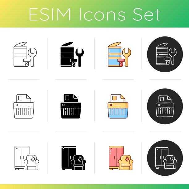 废物处理图标套装图片下载