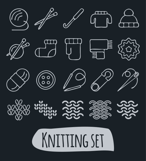 针织和刺绣图标集图片下载