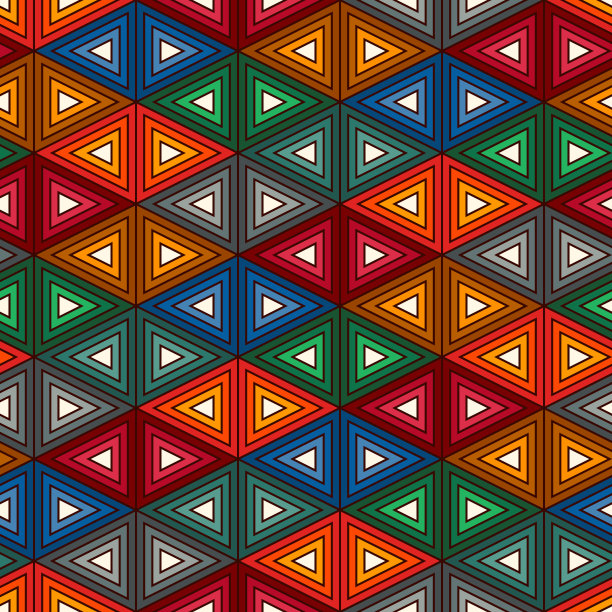 当代网格模式。三角形图案。重复几何图形，线条点缀。现代抽象背景。无缝的表面设计。民族风格的壁纸。数码纸，纺织品印刷。图片下载