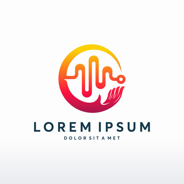 脉搏护理标志设计概念矢量，健康护理标志模板图片下载