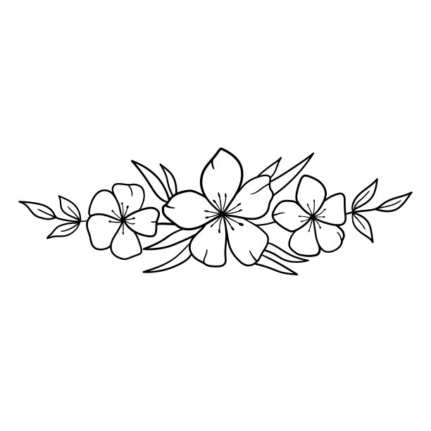 花花环。花边界。轮廓图。行向量插图。图片下载