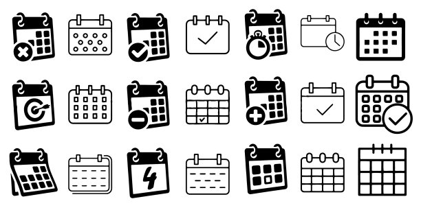 日历图标在白色背景设置图片下载